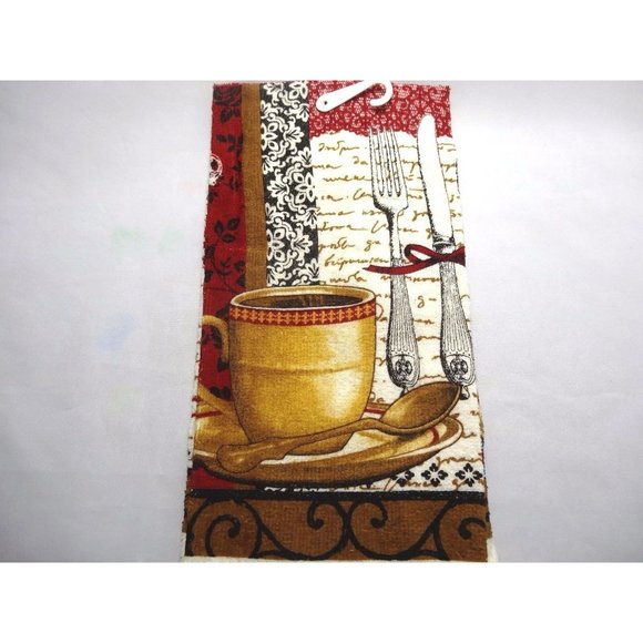 Coffee Cup Kitchen Towel and Potholders 3-Piece Set Pot Holder Cotton Polyester - Picture 3 of 3